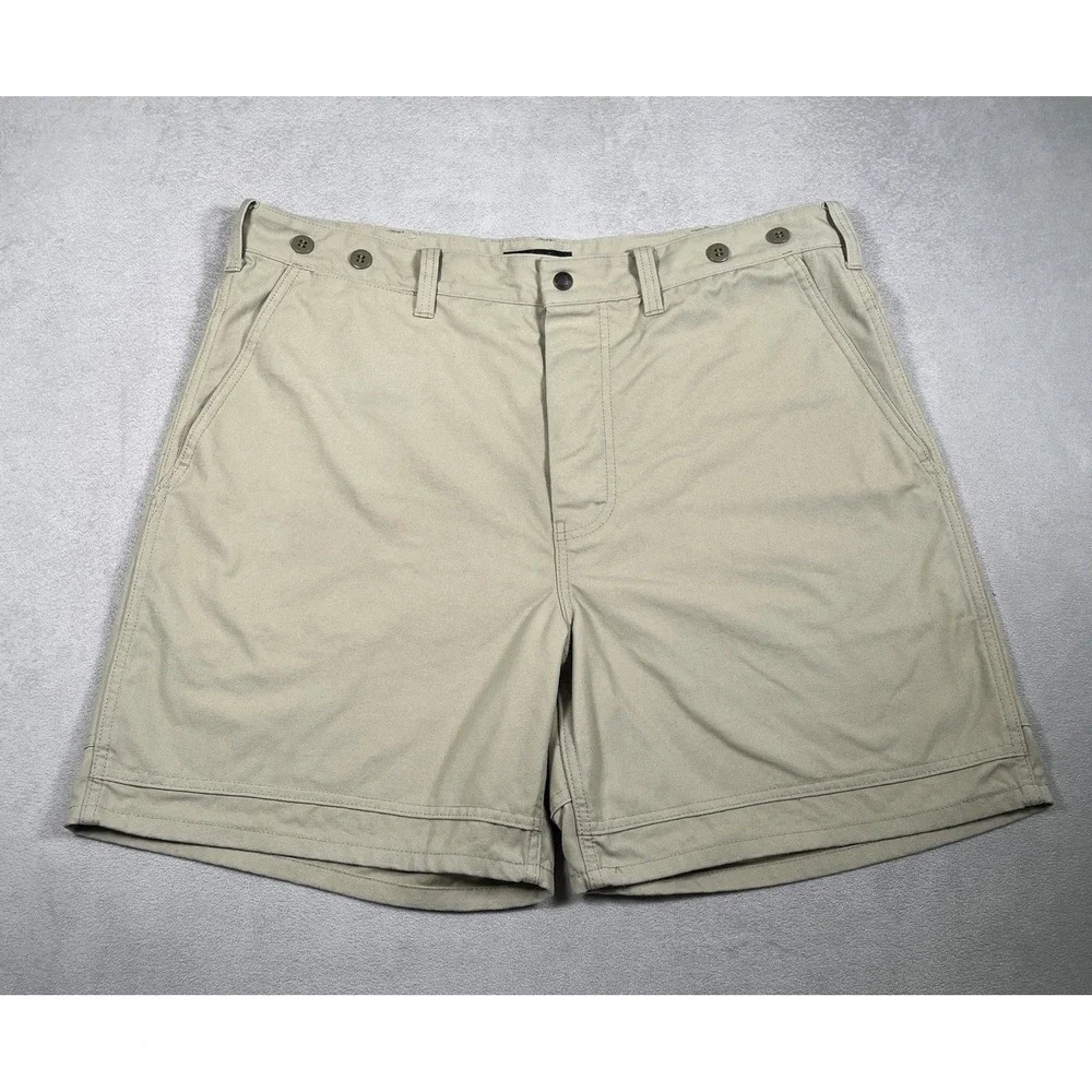 Filson Mens Size 38 Canvas Utility Chino Shorts Button Fly Suspender Buttons